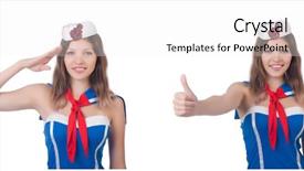  Presentation with patriotic saluting - Audience pleasing presentation theme consisting of good bye - young airhostess saluting isolated backdrop and a  colored foreground