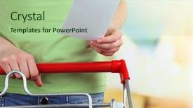  Presentation with supermarket trolley - Colorful presentation theme enhanced with good choices - woman with trolley in supermarket backdrop and a mint green colored foreground