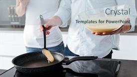  Presentation with pancake - Colorful PPT layouts enhanced with good couple prepared pancake cropped image backdrop and a lemonade colored foreground