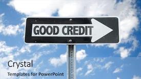  Presentation with credit risk - Presentation theme featuring good credit direction sign background and a light blue colored foreground