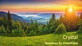  Presentation with sunlight - Slide deck with good evening - fantastic mountains glowing by sunlight background and a tawny brown colored foreground