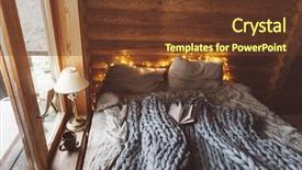  Presentation with log cabin - PPT theme featuring good evening - rustic interior decoration of log background and a tawny brown colored foreground