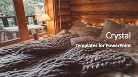  Presentation with log cabin - Amazing PPT theme having good evening - rustic interior decoration of log backdrop and a tawny brown colored foreground