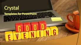  Presentation with cube - PPT theme having good evening written background and a wine colored foreground