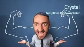  Presentation with evil - Colorful presentation enhanced with good evil - big head on small body backdrop and a ocean colored foreground