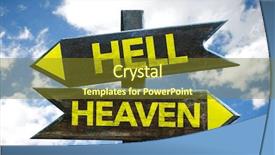  Presentation with heaven hell - Presentation with good evil - hell - heaven signpost background and a tawny brown colored foreground