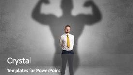  Presentation with evil - Presentation theme featuring good evil - lovely serious businessman standing background and a gray colored foreground