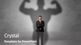  Presentation with powerful - Amazing slide set having good evil - lovely serious businessman standing backdrop and a gray colored foreground