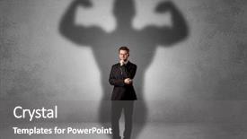  Presentation with powerful - PPT layouts having good evil - lovely serious businessman standing background and a gray colored foreground