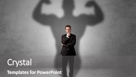  Presentation with powerful - Presentation theme featuring good evil - lovely serious businessman standing background and a gray colored foreground