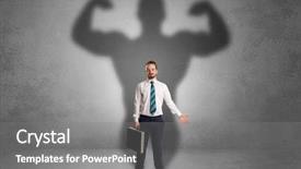  Presentation with powerful - Colorful presentation enhanced with good evil - lovely serious businessman standing backdrop and a gray colored foreground