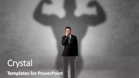  Presentation with powerful - Slides featuring good evil - lovely serious businessman standing background and a gray colored foreground