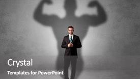  Presentation with powerful - Colorful presentation theme enhanced with good evil - lovely serious businessman standing backdrop and a gray colored foreground