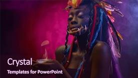  Presentation with shaman - Colorful slides enhanced with good evil - portrait of an african shaman backdrop and a wine colored foreground