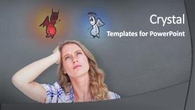  Presentation with grey - Cool new slide deck with good evil - thoughtful pretty hipster against grey backdrop and a gray colored foreground