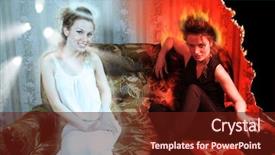  Presentation with evil - Colorful presentation design enhanced with good evil - two sides of one person backdrop and a tawny brown colored foreground