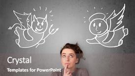  Presentation with devil angel - Cool new presentation design with good evil - young woman standing backdrop and a gray colored foreground