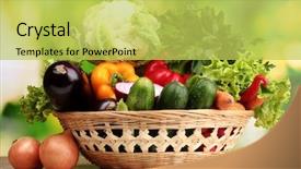 Presentation with green fresh food - Cool new PPT layouts with good food - fresh vegetables in basket backdrop and a yellow colored foreground