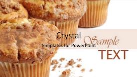  Presentation with muffins - Presentation design enhanced with good food - freshly baked cinnamon muffins background and a coral colored foreground