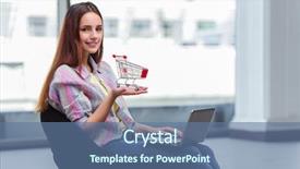  Presentation with online shopping - PPT theme having good friday service - young girl in online shopping background and a ocean colored foreground