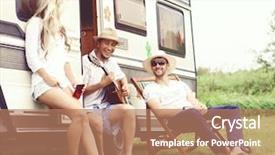  Presentation with summer time - Colorful slide deck enhanced with good friends having a great backdrop and a coral colored foreground