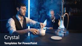  Presentation with hookah - Slide set featuring good-friends-meeting-in-hookah background and a navy blue colored foreground