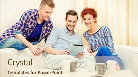  Presentation with internet surfing - Amazing PPT layouts having good friends spending time together surfing in the internet with a digital tablet weekend with friends backdrop and a lemonade colored foreground