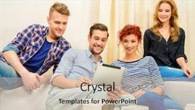  Presentation with internet surfing - Presentation theme having good friends spending time together surfing in the internet with a digital tablet weekend with friends background and a soft green colored foreground