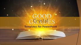  Presentation with educational - Cool new presentation theme with good grades inscription coming out from an open book educational concept backdrop and a gold colored foreground