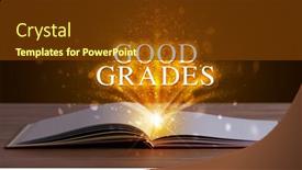  Presentation with educational - Amazing presentation theme having good-grades-inscription-coming-out backdrop and a tawny brown colored foreground