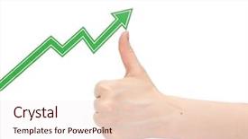  Presentation with grab hand - Theme having good graphics presentation - hand business graph background and a sky blue colored foreground