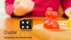  Presentation with board game - Presentation theme with good hand rolling the dice background and a gold colored foreground