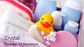  Presentation with accessories - Presentation theme with good hygeine - basket full of baby accessories background and a lemonade colored foreground