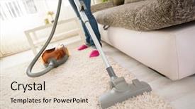  Presentation with room cleaning - PPT theme consisting of good hygeine - cleaning carpet with vacuum cleaner background and a lemonade colored foreground