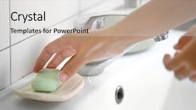  Presentation with liquid soap hand wash - Amazing presentation having good hygeine - washing of hands with soap backdrop and a light gray colored foreground