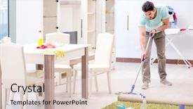  Presentation with mopping - Slide deck with good hygeine - young attractive man husband doing background and a lemonade colored foreground