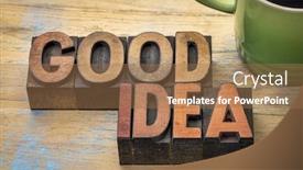  Presentation with cup coffee - Colorful PPT theme enhanced with good-idea-word-abstract backdrop and a coral colored foreground