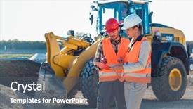  Presentation with job - Cool new slides with good job - man and woman worker backdrop and a dark gray colored foreground