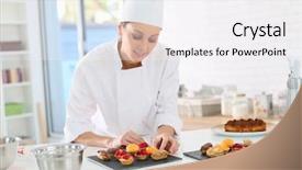  Presentation with chinese pastry or mooncake filled - Slide deck with good job - pastry-cook preparing plate of cake background and a white colored foreground