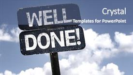  Presentation with done - Presentation theme having good job - well done sign with clouds background and a ocean colored foreground