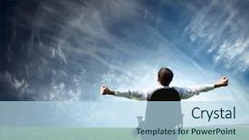  Presentation with meadow - Beautiful PPT theme featuring good job - young man sitting on chair backdrop and a light blue colored foreground