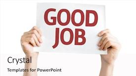  Presentation with job - Presentation enhanced with good job card isolated background and a sky blue colored foreground