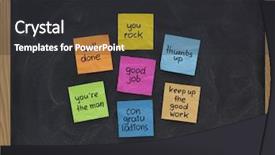  Presentation with sticky notes - Presentation theme enhanced with good job well done your background and a dark gray colored foreground