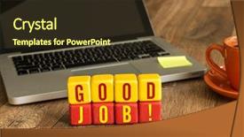  Presentation with cube - PPT layouts with good job written background and a tawny brown colored foreground