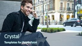  Presentation with good life - Colorful PPT theme enhanced with good life - businessman portrait with laptop backdrop and a ocean colored foreground