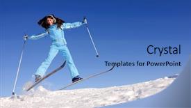  Presentation with blue - Beautiful theme featuring good life - jumping happy young skier backdrop and a teal colored foreground