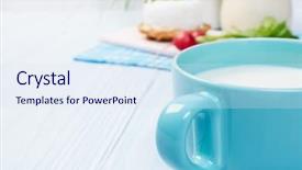  Presentation with milk - Theme consisting of good life - mug with milk on vintage background and a  colored foreground