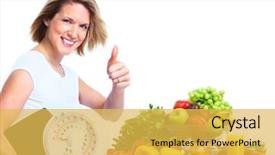  Presentation with antioxidants and diet for brain - PPT theme consisting of good life - young woman with scales background and a yellow colored foreground