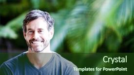  Presentation with gold man smile - Slide deck enhanced with good looking - handsome maturing man inviting smile background and a tawny brown colored foreground