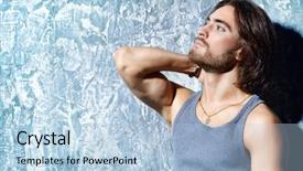  Presentation with masculine - Audience pleasing presentation design consisting of good looking - portrait of a handsome masculine backdrop and a light blue colored foreground